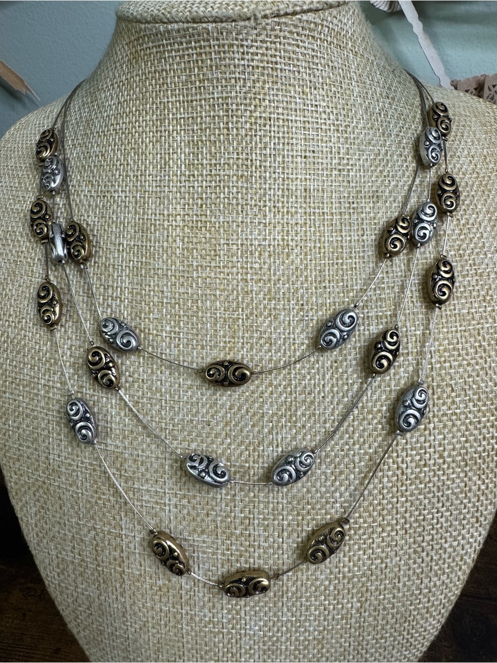 Premier Designs Two-Tone Swirl Multi-Strand Necklace - Silver & Gold